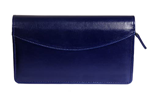 Image of Sukeshcraft Cheque Book Holder for 8 Cheque Books | Multi-Pocket Rexine Organizer I Locker Key Holder | Handy 6.25 x 10.80 x 1.80 inch. Size (Rexine - Blue)