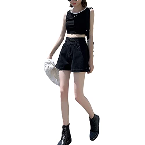 Short court en jean noir pour femme idéal pour un look d'été élégant et décontracté taille S