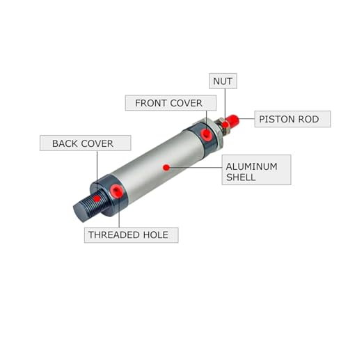 Minicilindro neumático de aleación de aluminio MAL40 con carrera de 175mm 5