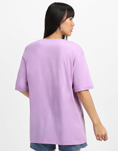 Image of JUNEBERRY 100% Pure Cotton Oversized Loose Baggy Fit Drop Shoulder Half Sleeve Round Neck Cool Front Teddy Printed Cork & White T-Shirt for Women /Girls (Available in from S to 2XL)