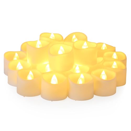 Bougies chauffe-plat LED vacillantes sans flamme, lot de 24 à piles pour Noël