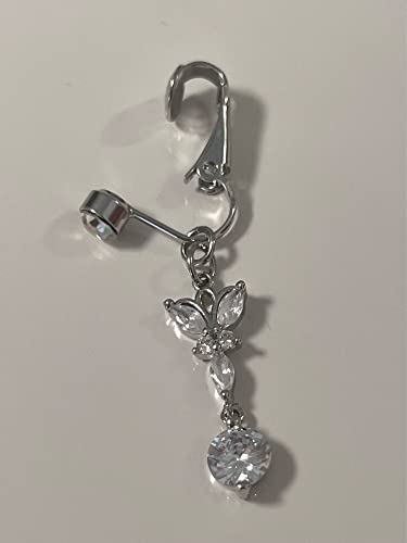 QWALIT Fake Belly Ring Fake Belly Piercing Fake Belly Button Ring Fake Belly Button Piercing Clip on Belly Button Rings Butterfly Heart Silver Gold2