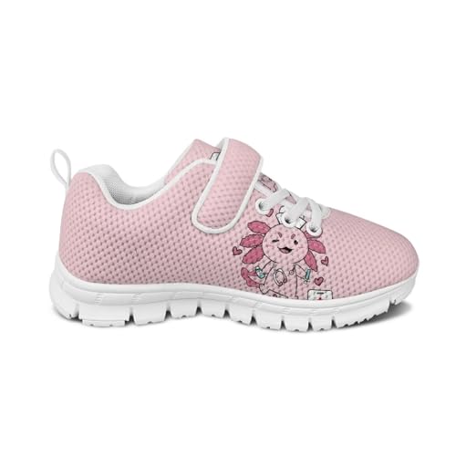 Girls' Athletic Shoes with Hook and Loop Kids Running Shoes for Travel
