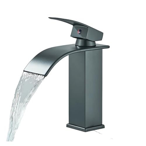 Grifo de lavabo cascada negro monomando mezclador para baño 3