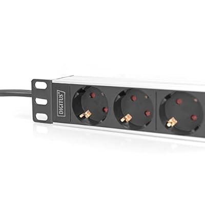 DIGITUS 4-Way Power Strip - 1U - 10 (254 mm) - Rack Mount in Network Cabinet - Silver/Black