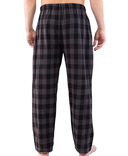 Lazy One Flannel Pajama Pants For Men, Men's Separate Bottoms, Lounge Pants, Plaid (Grey Buffalo Check, Medium) #TOP1