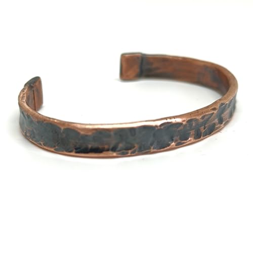 Genérico Pulsera hombre, Pulsera de Cobre Martillado, Estilo vikingo rústico, 100% Cobre Puro, Regalo para séptimo Aniversario, Brazalete de cobre, Joyeria para Artritis (20cm - L)