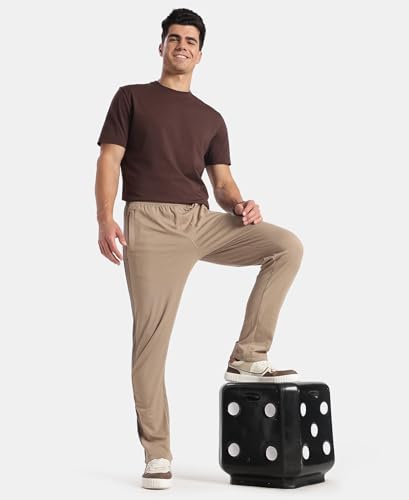 Image of Jockey AM75 Men Super Combed Cotton Rich Slim Fit Trackpant with Zipper Media Pocket