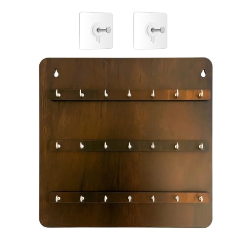 Image of Stylish Wooden Large Key Holder 21 Hook Hanger for Home Decor 2 Hook Wall Without Driling Self Adhesive Free