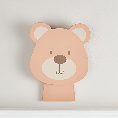 Lights4fun Battery Operated LED Bear Children's Wall Light Kids Bedroom Nursery Decoration with Remote and Timer