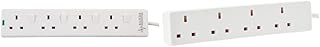 PRO ELEC PELB1921 4 Way Individually Switched Surge Protected Extension Lead White, 5m & PELB1904 4 Gang Extension Lead White, 3m