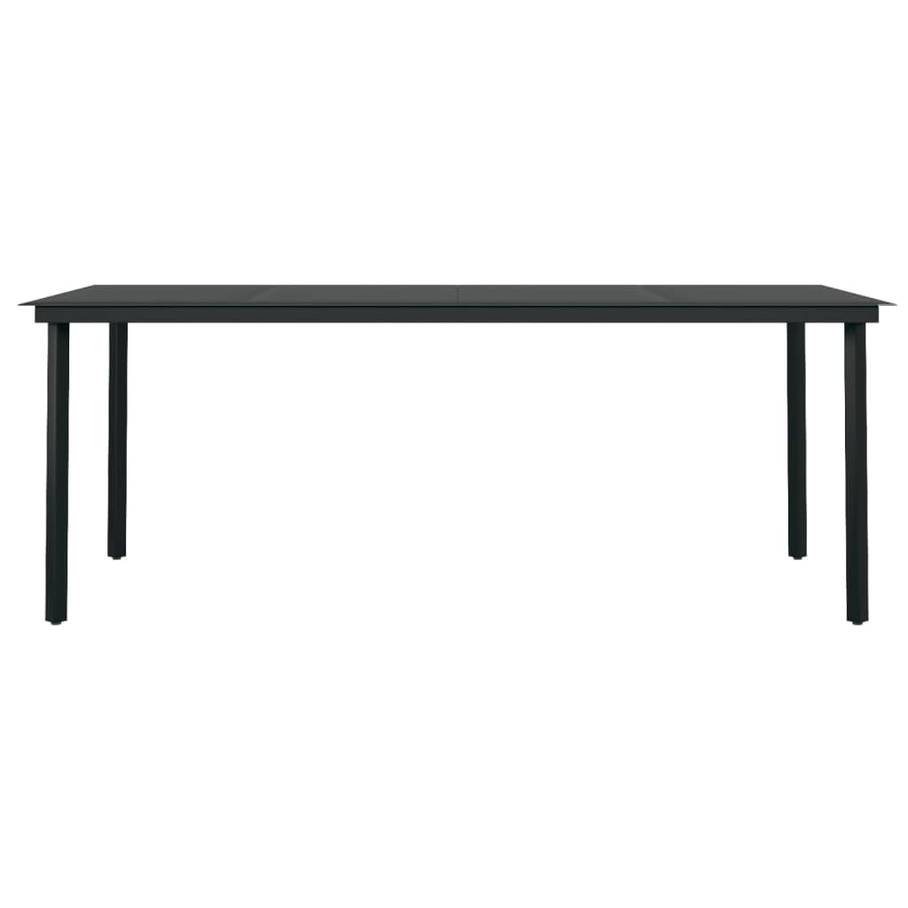 Juego de 9 muebles de jardín de polirratán gris oscuro con 1 mesa de cristal de 200 x 100 cm y 8 sillones de jardín ajustables, incluye cojines para jardín y terraza