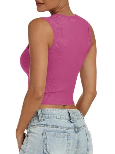 Image of ANRABESS Womens Crop Tank Tops High Neck Sleeveless Ribbed Knit Slim Fit Shirts 2026 Summer Casual Basic Workout Clothes