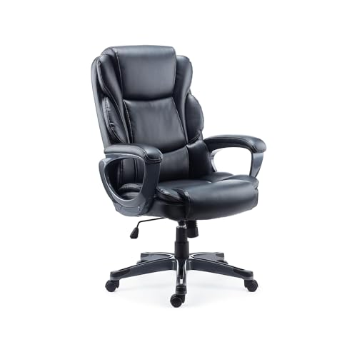 Image of STAPLES Mcallum Ergonomic Manager & Executive Office Chair, Task Desk Swivel Chair with Wheels, Adjustable Height, Bonded Leather, Black