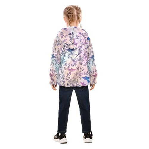 Hummingbird Tree Branches Girls Fleece Jacket Girls Fall Jacket Girl Coats Zip Up Hoodie Children Sherpa Warm Outerwear 2-10T4