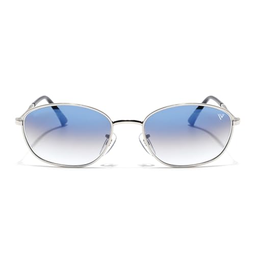 Image of Voyage Oval Polarized Sunglasses for Men & Women (Black Lens | Grey Frame - MG7625)