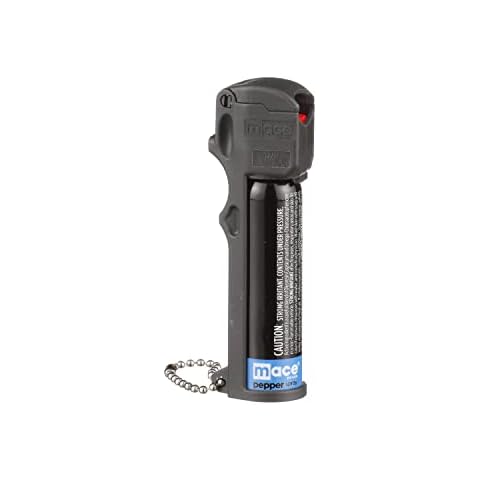 Mace Brand Triple Action Personal Pepper Spray (Black) – 12’ Powerful Pepper Spray with Tear Gas, 3-in-1 Formula, Flip Top Safety Cap, Leaves UV Dye on Skin – Mace Spray Self Defense, Made in USA Cover