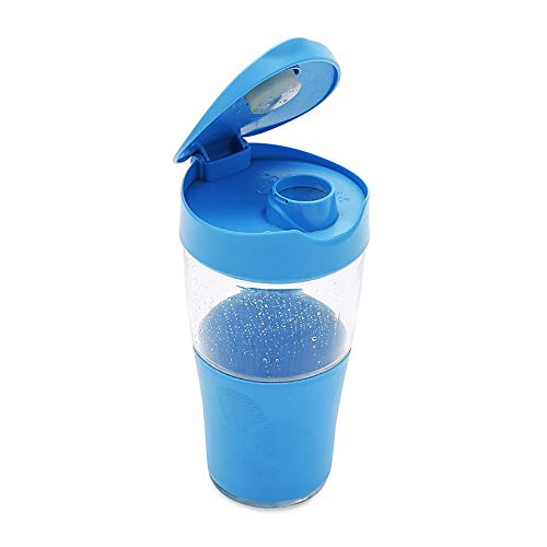 Luminarc - Portable Drinking Glass Bottles, Car Mug, Transportable Direct Drink Jar Bottles, Stylish Mason Jar Bottles, Glass Jars, Leak-Proof - 500 ml (Blue) - Image 4 thumbnail