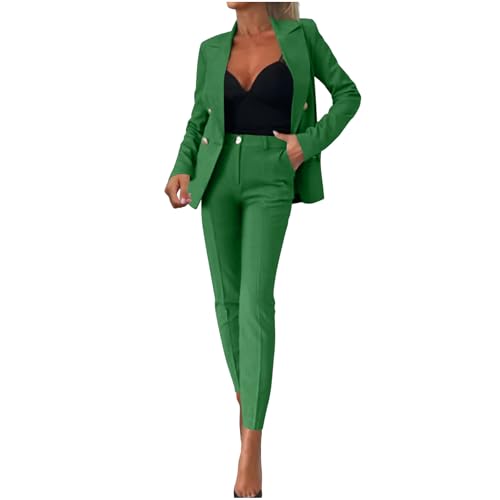HAOLEI Tailleur Donna Eleganti Curvy Pantaloni e Giacca Tailleur Leggeri Ufficio Suit Slim Fit Completo e Giacche Eleganti Autunno Inverno Casual Completo da Donna da Cerimonia per Sera
