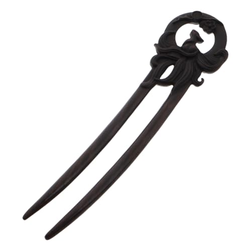 Veemoon ヘアピン 木製の中国のヘアフォーク U型ピン 韓服のヘアアクセサリー 中国風のアクセサリー U木製の髪のピンを形作ります ヴィンテージ木製ヘ ック 木の髪箸 Black 木材