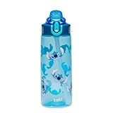 Zak Designs Disney Sage Water Bottle For School or Travel, 25oz Durable Plastic Water Bottle With Straw, Handle, and Leak-Proof, Pop-Up Spout Cover (Stitch)