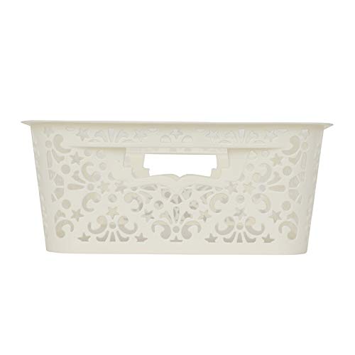 Image of Cutting Edge Essentials Medium Rectangular Plastic Storage Basket Set of 3, Multipurpose Shelf Organizer for Kitchen, Bathroom, Pantry, Cabinet & Wardrobe, Multicolor