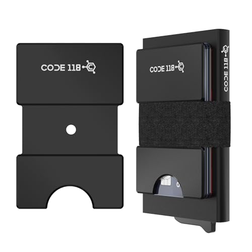 Image of CODE 118 Modular Backplate - Slim Minimalist Aluminum Wallet Accessory - Expandable Cash & Business Card Holder - Modular Add-on Expands Storage up to 8 cards, Wallet not Included (Black Aluminum)