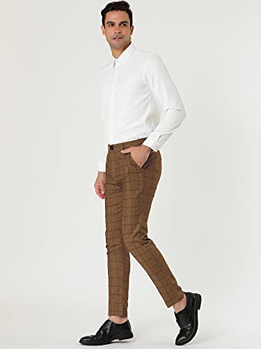 Lars Amadeus Men's Dress Plaid Slim Fit Flat Front Business Pants with Pockets4