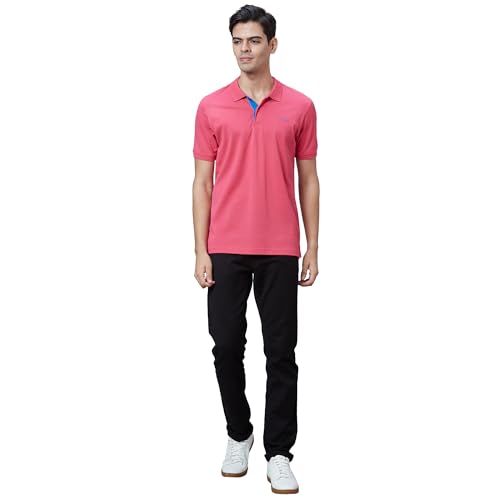 Image of Park Avenue Slim Fit Pure Cotton Print Pattern Polo Neck Casual T-Shirt