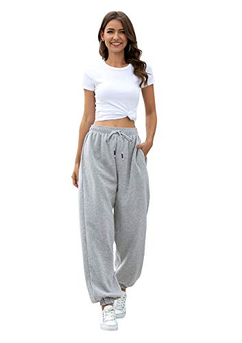 Womens Cinch Bottom Sweatpants Pockets High Waist Sporty Gym Athletic Fit Jogger Pants Lounge Trousers3