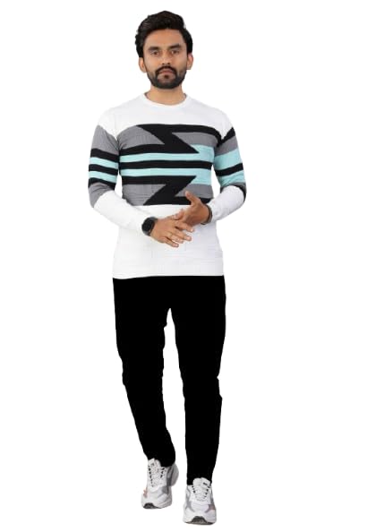 qirvon Man & Women's Designer Color Block Knitted Sweater | High Neck Casual Winter Pullover | Trendy Oversized Woolen Jumper-picture-27