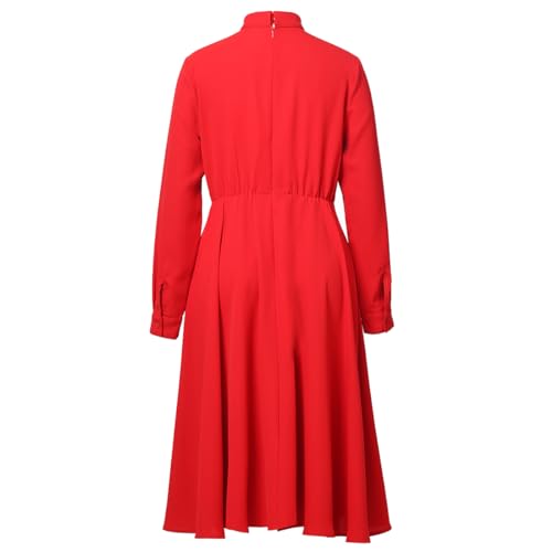 Image of FAD-4U Church Clergy Dress for Women Long Sleeve Rows Buttons A Line Dress with Tab Collar