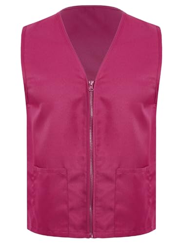 YiZYiF Kid Girls Boys Front Zipper Volunteer Vest V Neck Volunteers Activity Waistcoat Uniform with Side Pockets
