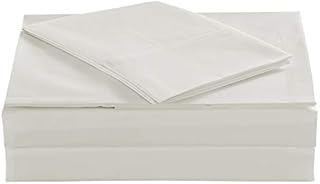 ELINEN King Size Percale Bed Sheets, 200 Thread Count Cotton Polyester Blend Sheet Set,Wrinkle Free,Breathable,Crisp Refreshing Feeling, 60 Cotton 40 Polyester Cotton Rich Sheets 4 PC(Ivory,King)