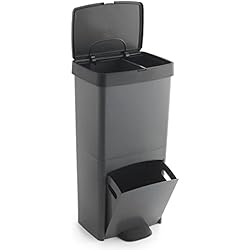 Cubo Basura Compartimentos Cubo de basura o reciclaje 70L, VERTICAL, 2 Compartimentos, Papelera residuos, 76 cm, fácil gestión