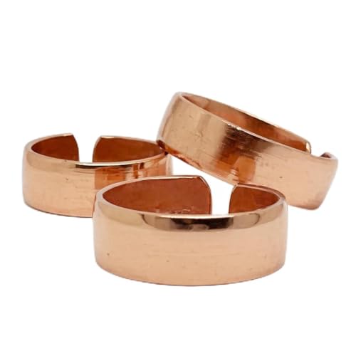 Set of 3 Hand Forged Pure Copper Rings. Made with 100% Pure Raw Untreated Copper. Helps Reduce Finger Joint Pain and Swelling. Tibetan Healing Medicine Ring Set. (Plain)