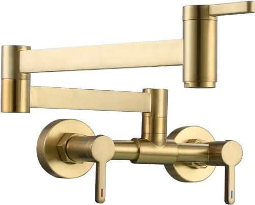 Grifo de llenado de ollas oro cepillado de latón para pared