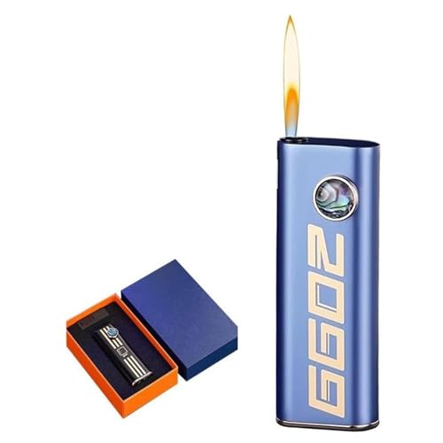 Mini encendedor de llama abierta, encendido de botón silencioso, encendedor de gas butano recargable, llama suave de metal portátil, tamaño de llama ajustable, adecuado for regalos en interiores y ext