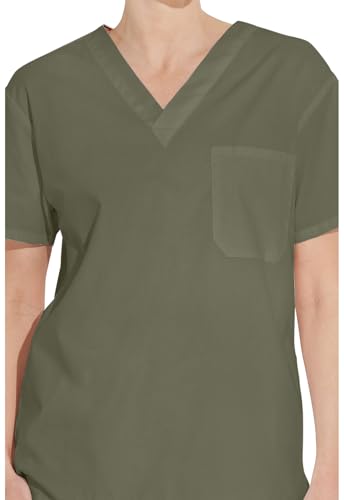 Image of Dickies EDS Signature Scrubs for Women and Scrubs for Men, Unisex One Pocket V-Neck Top in Soft Brushed Poplin 83706