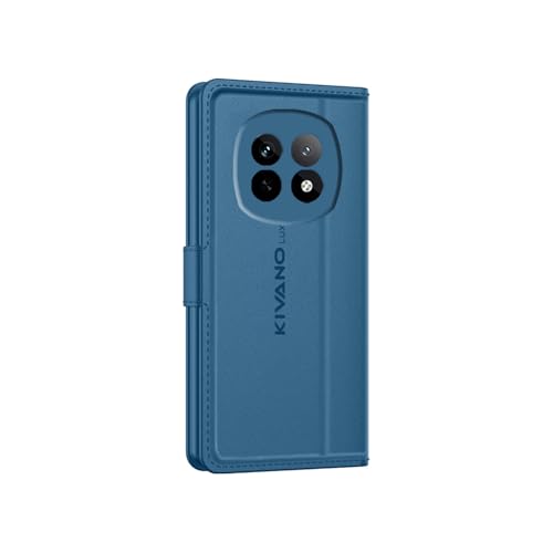 Image of KIVANO LUXE Compatible for Realme P2 Pro 5G Luxury Handmade Leather Magnetic Flip Folio Case | Card Holder & Kickstand | Slim Protective Cover | Unisex - Blue