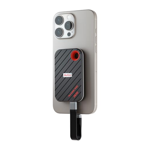 Netac 512GB Magnetic Portable SSD Up to 2000MB/s Read 1700MB/s Write Speed, Snap and Go, USB 3.2...