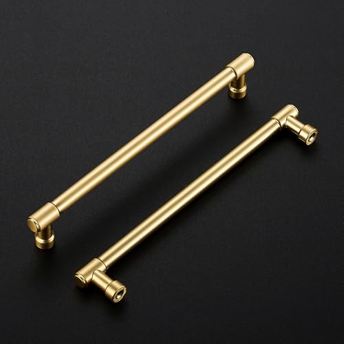 Image of Ravinte 20 Pack 7-1 /2 Inch Hole Center Solid Kitchen Cabinet Handles Brushed Gold Dresser Pulls Cabinet Drawer Pulls for Kitchen Cupboard Hardware