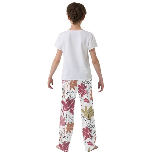 ZZXXB Maple Leaves Boys Long Pants Soft Trousers Elastic Waist Kids Lounge Bottoms with Pockets S-XL3