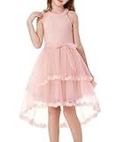 GRACE KARIN Vestido de niña para boda, fiesta, vestido de dama de honor, línea A, midi festivo, vestidos de comunión, rosa claro, 10 años