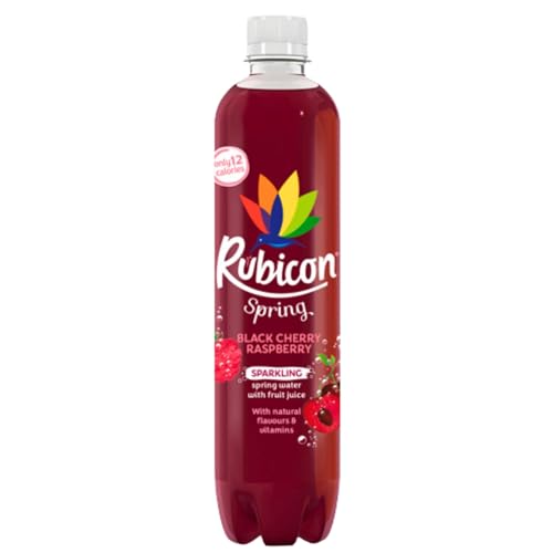 Rubicon Spring 12 Pack Black Cherry Raspberry, Sparkling Spring Water with Real Fruit Juice & Natural Flavours, Only 13 Calories - 12 x 500ml Multipack Bottles