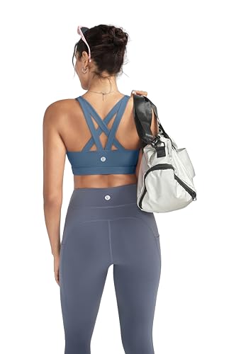Image of RUNNING GIRL Sports Bras for Women,Padded Strappy Sports Bras Criss-Cross Back Medium Support Sports Bras with Removable Cups