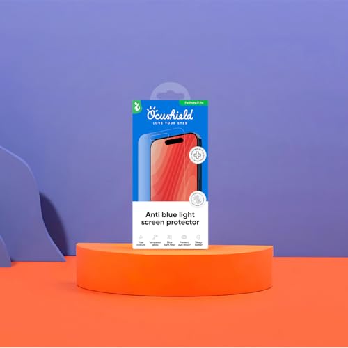 Image of Ocushield Anti Blue Light Tempered Glass Screen Protector of iPhone 17 / iPhone 17 Pro(6.3 inch) - Blocks Blue Light, Prevents Eye Strain & Helps You Sleep Better, 9H Hardness & Case Friendly