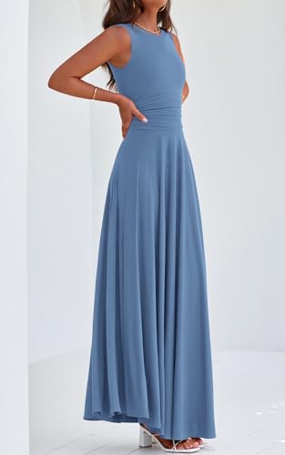 Image of PRETTYGARDEN Womens Summer Dresses 2026 Casual Sleeveless Crewneck Aline Maxi Dress Stretch Tank Flowy Long Dresses