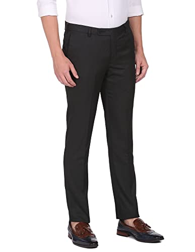 Image of Arrow Men's Tailored Fit Mid Rise Solid Polyester Formal Trouser