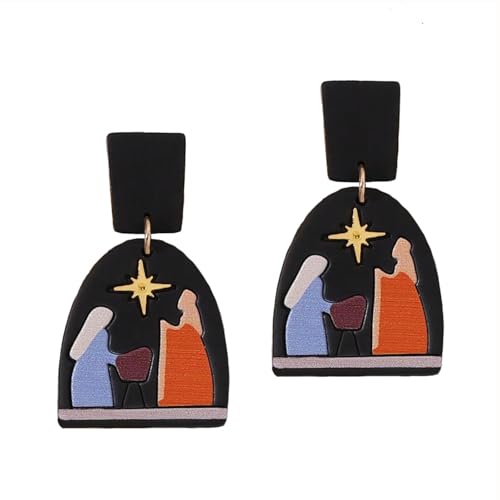 Doux Céramique Figure Géométrique En Forme D'étoile Fond Noir Or Boucles D'oreilles Style Ethnique Bijoux D'oreille